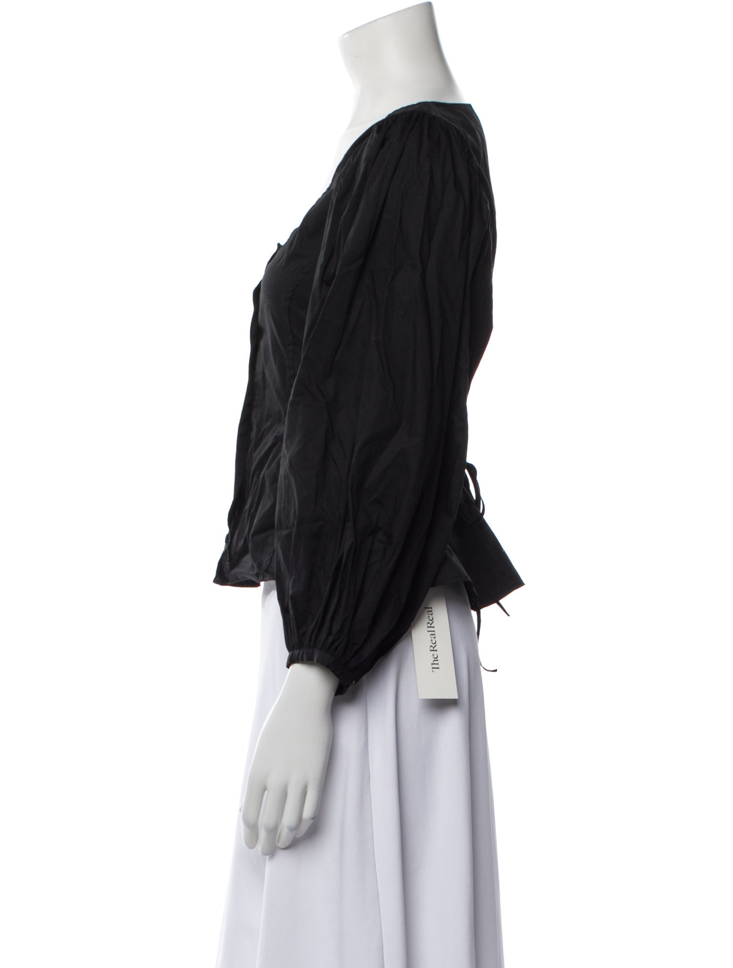 Loeffler Randall Scoop Neck Three-Quarter Sleeve Crop Top