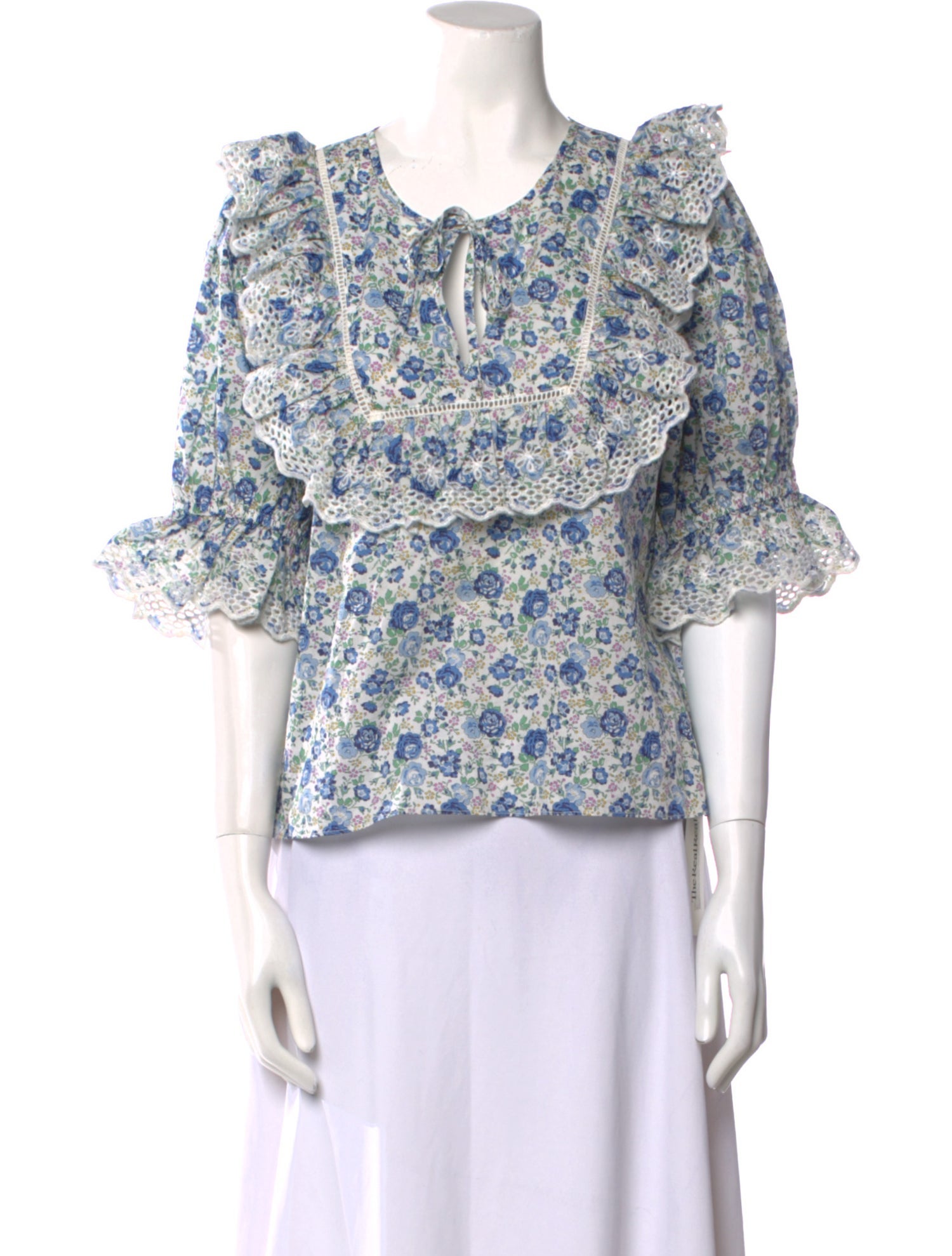 Loeffler Randall Floral Print Scoop Neck Blouse