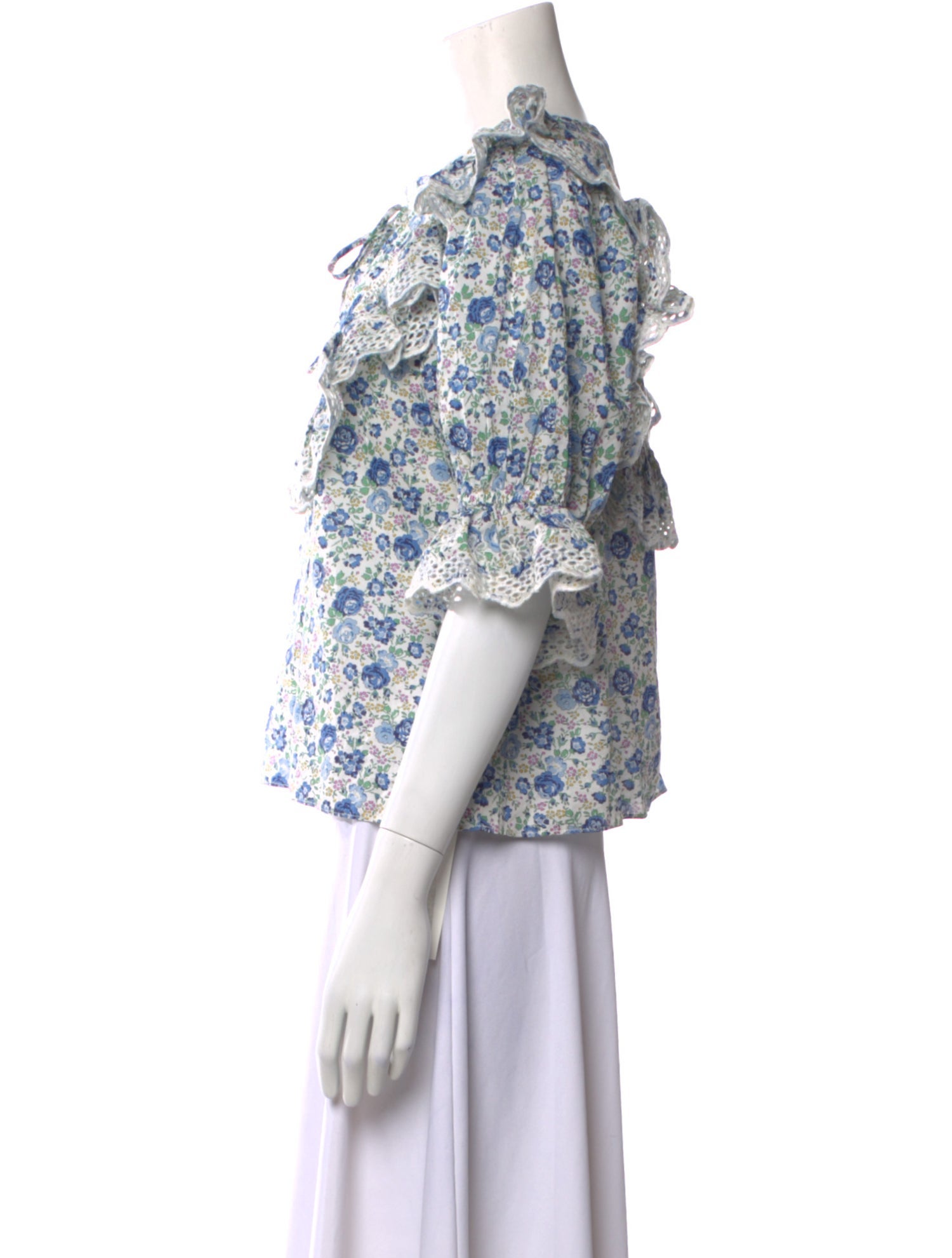 Loeffler Randall Floral Print Scoop Neck Blouse