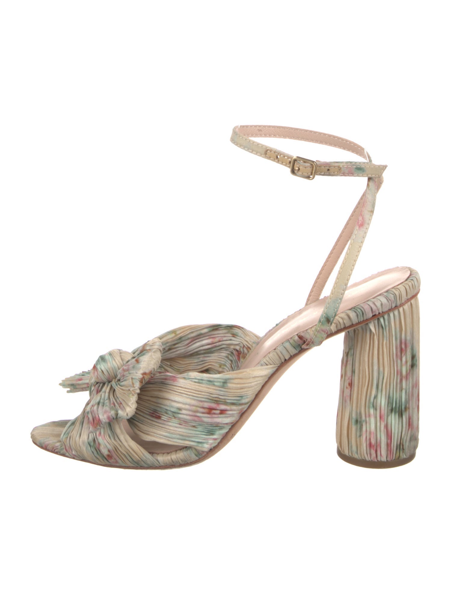 Loeffler Randall Floral Print Pleated Accents Sandals