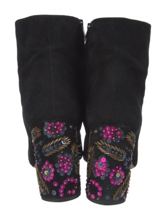 Loeffler Randall Suede Sequin Embellishments Sock Boots