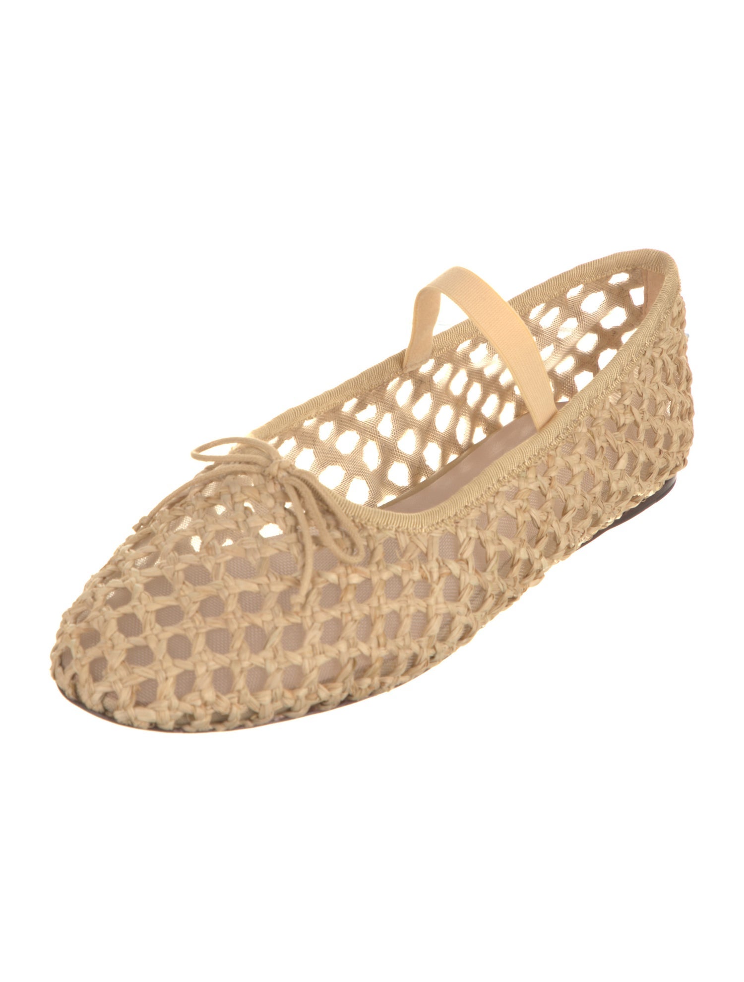 Loeffler Randall Raffia Bow Accents Mary Jane Flats