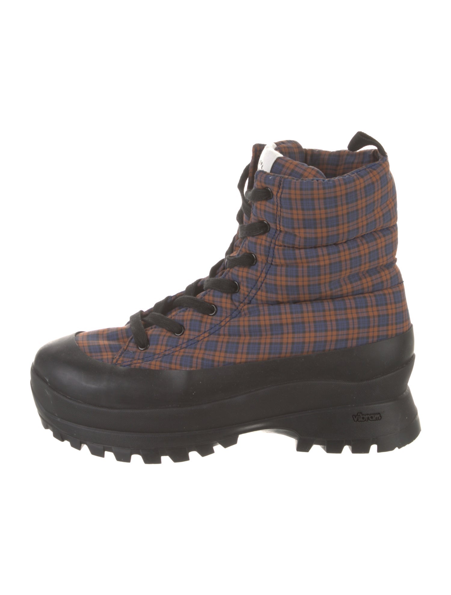 Loeffler Randall Nylon Plaid Print Combat Boots