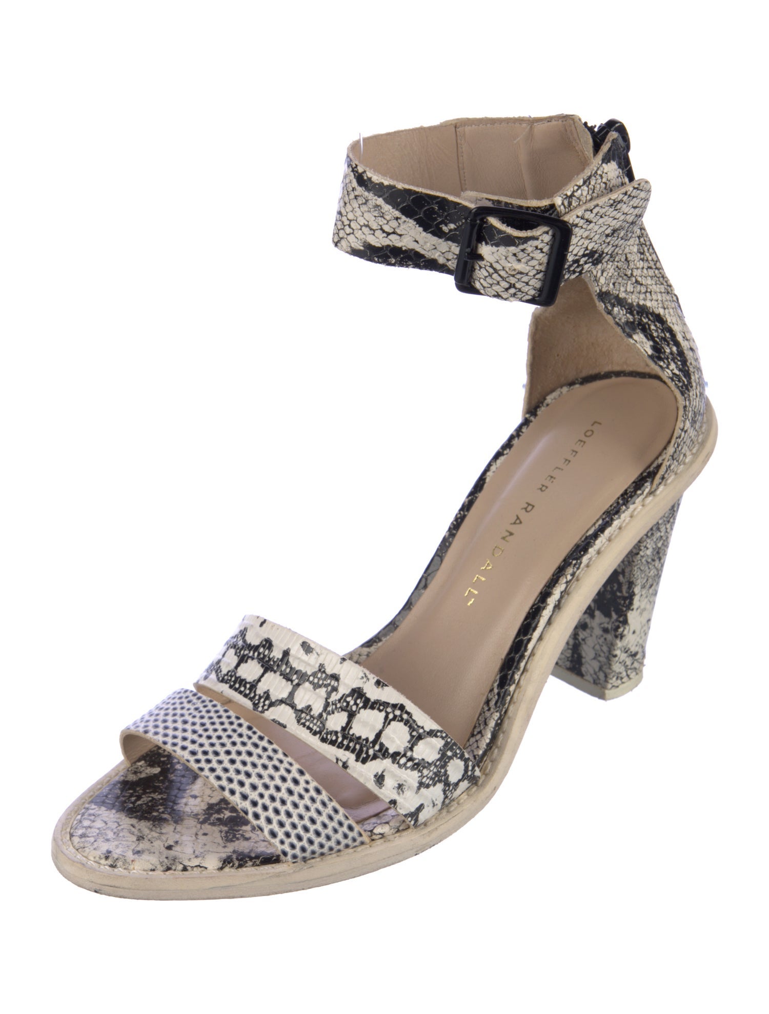 Loeffler Randall Leather Animal Print Sandals