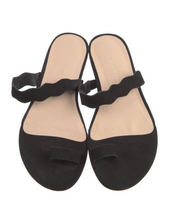 Loeffler Randall Suede Scalloped Accent Slides