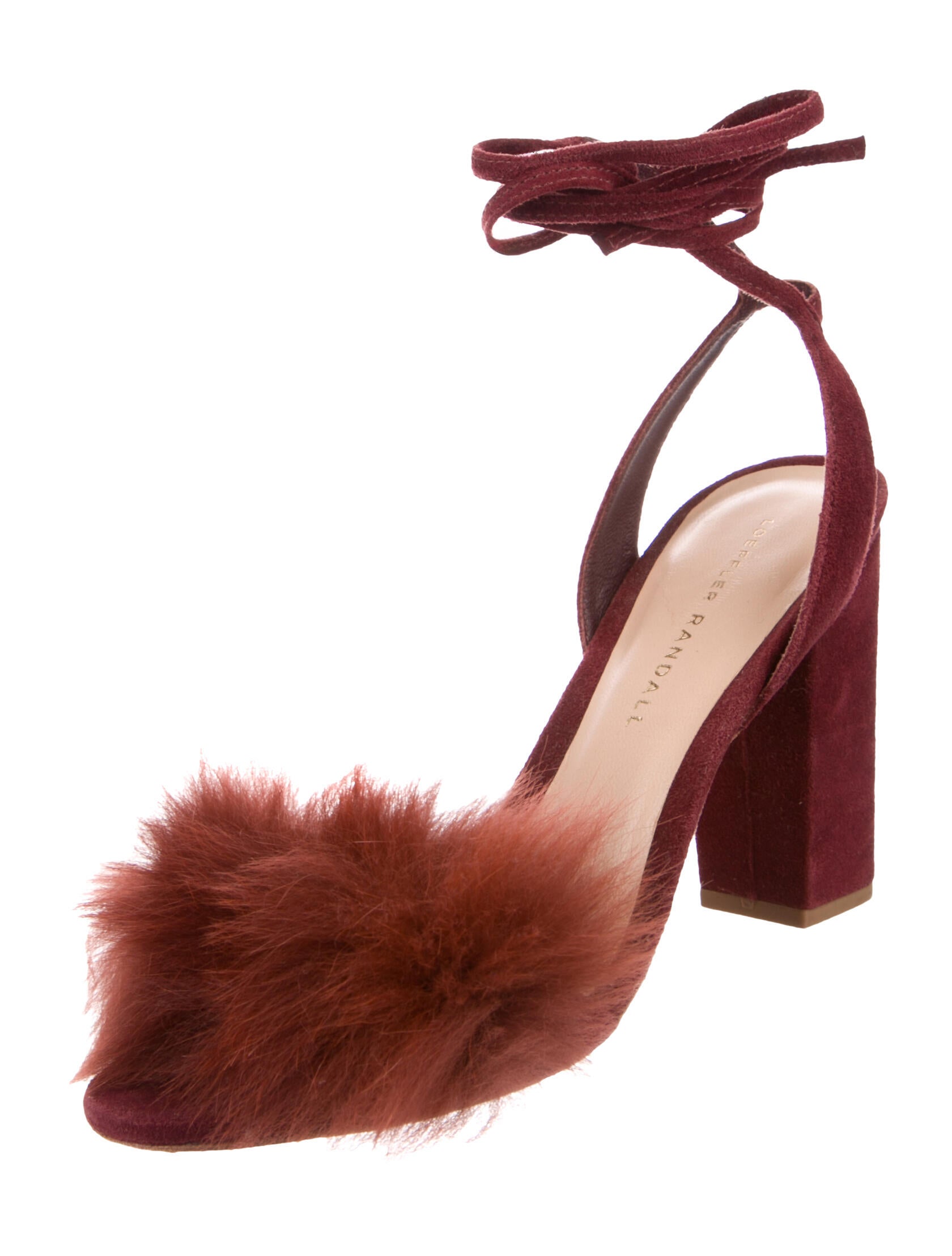 Loeffler Randall Suede Fur Trim Sandals