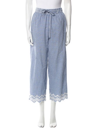 Loeffler Randall Plaid Print Wide Leg Pants