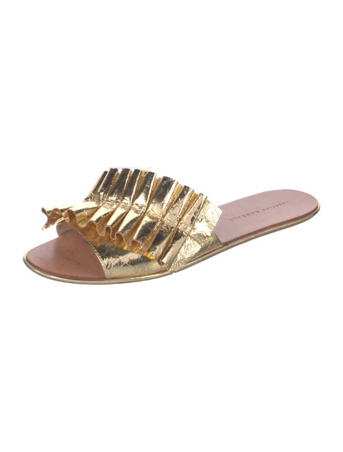 Loeffler Randall Leather Ruffle Embellishment Slides