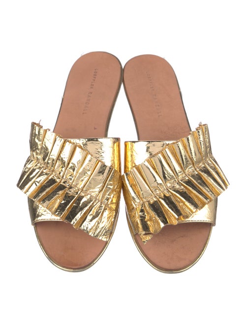 Loeffler Randall Leather Ruffle Embellishment Slides
