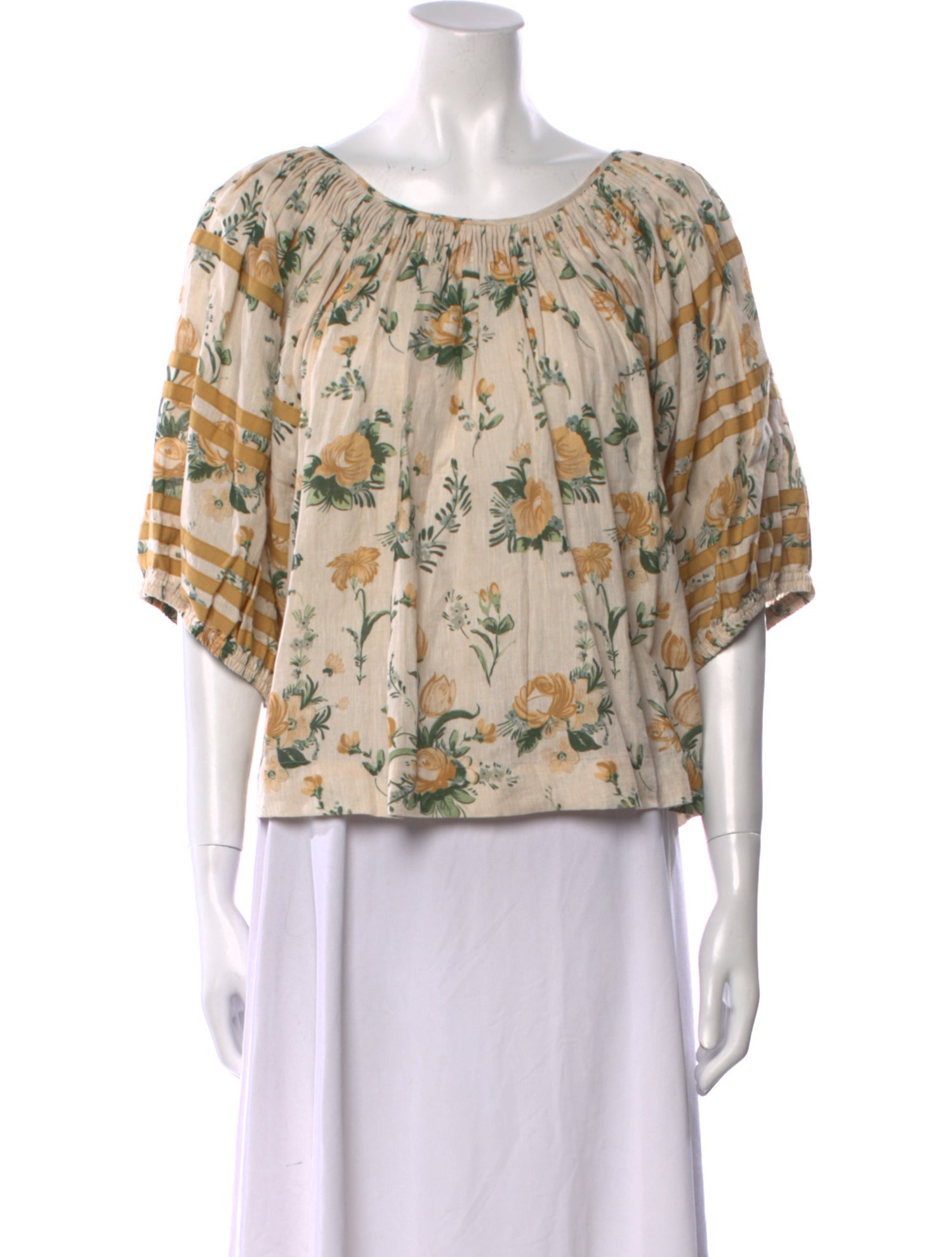 Loeffler Randall Linen Floral Print Blouse
