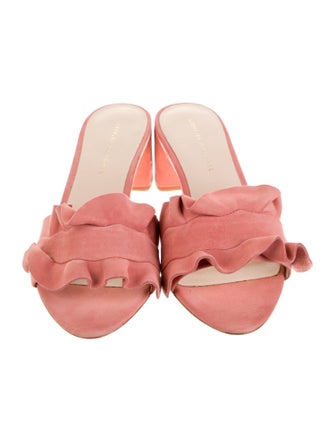 Loeffler Randall Suede Ruffle Embellishment Slides
