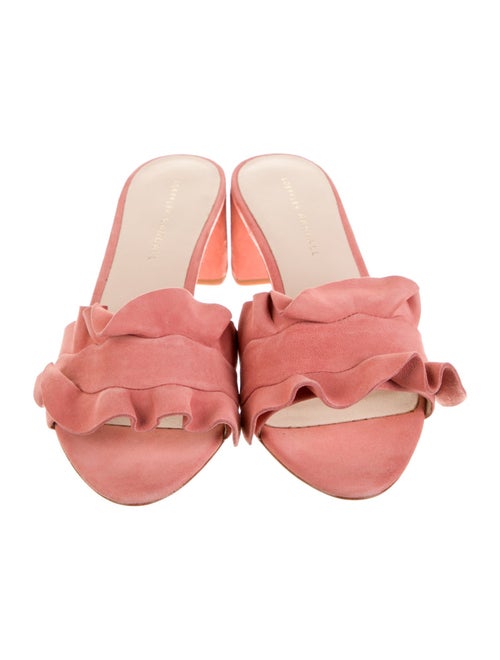 Loeffler Randall Suede Ruffle Embellishment Slides