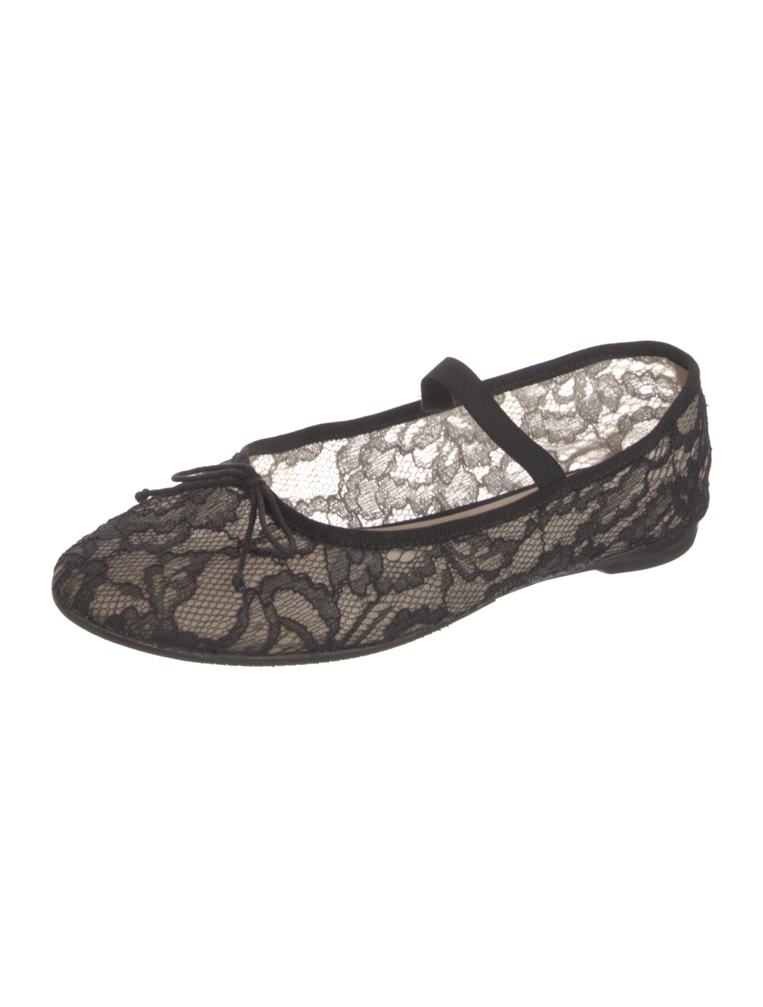 Loeffler Randall Lace Bow Accents Mary Jane Flats