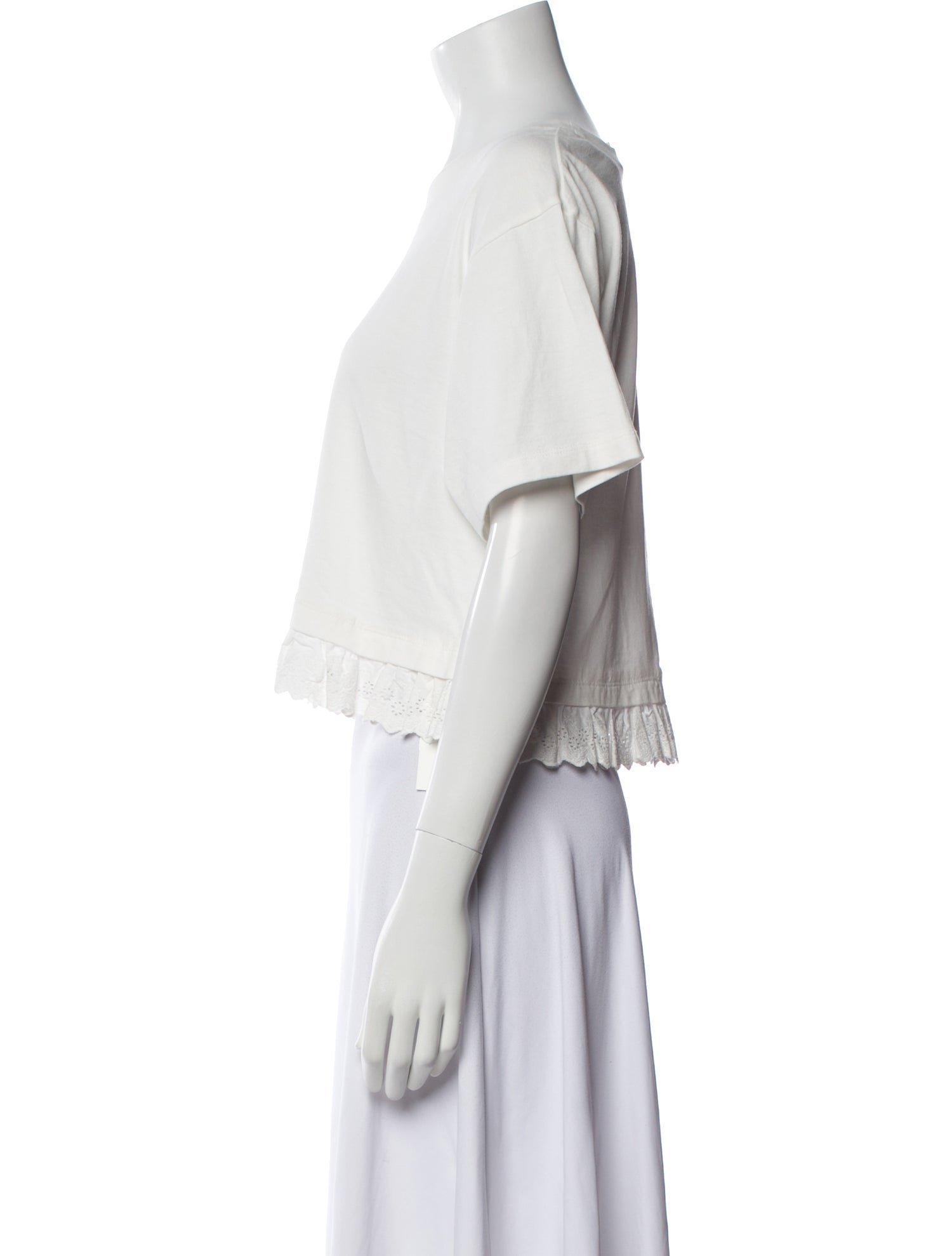 Loeffler Randall Bateau Neckline Short Sleeve Crop Top