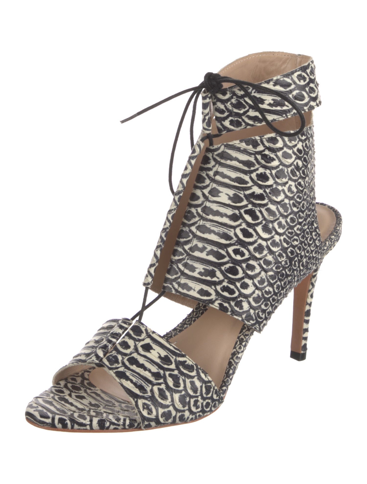 Loeffler Randall Leather Animal Print Gladiator Sandals