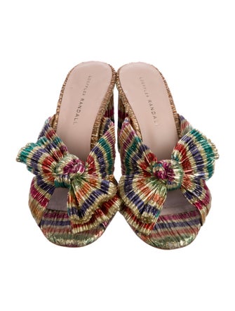 Loeffler Randall Colorblock Pattern Bow Accents Slides