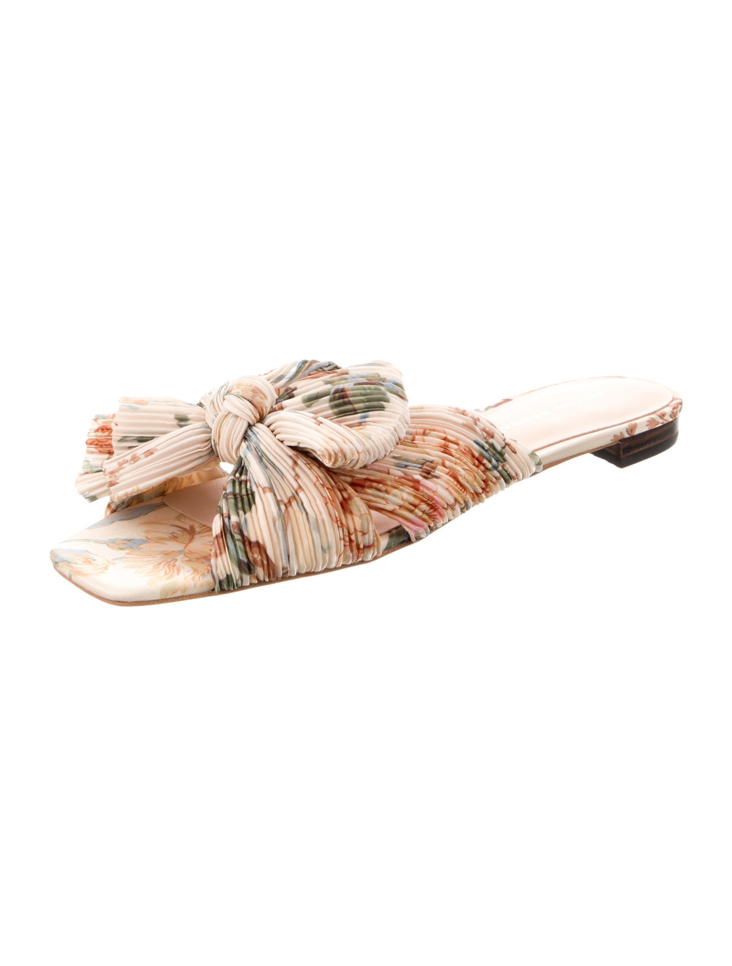Loeffler Randall Floral Print Bow Accents Slides