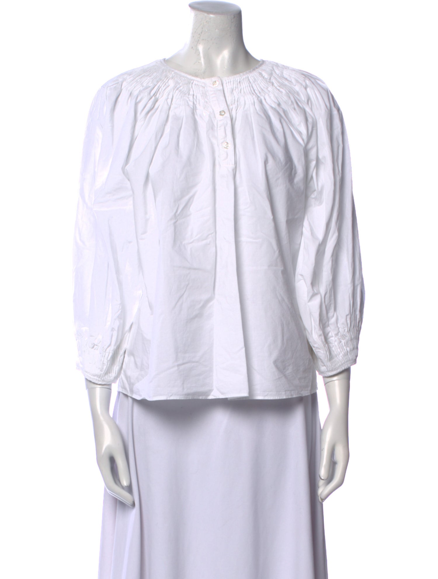 Loeffler Randall Bateau Neckline Three-Quarter Sleeve Blouse