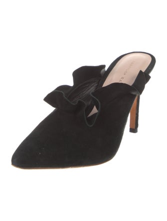 Loeffler Randall Suede Ruffle Embellishment Mules