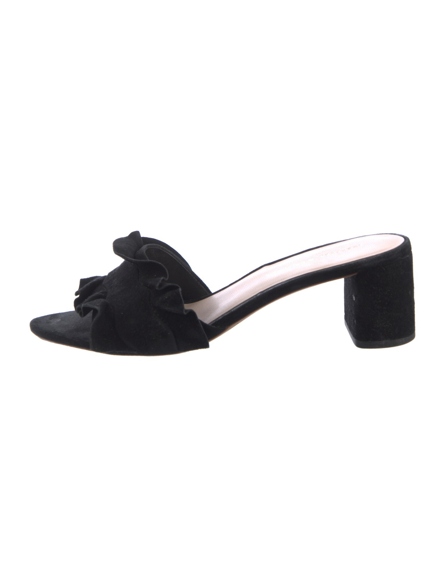 Loeffler Randall Suede Ruffle Embellishment Slides