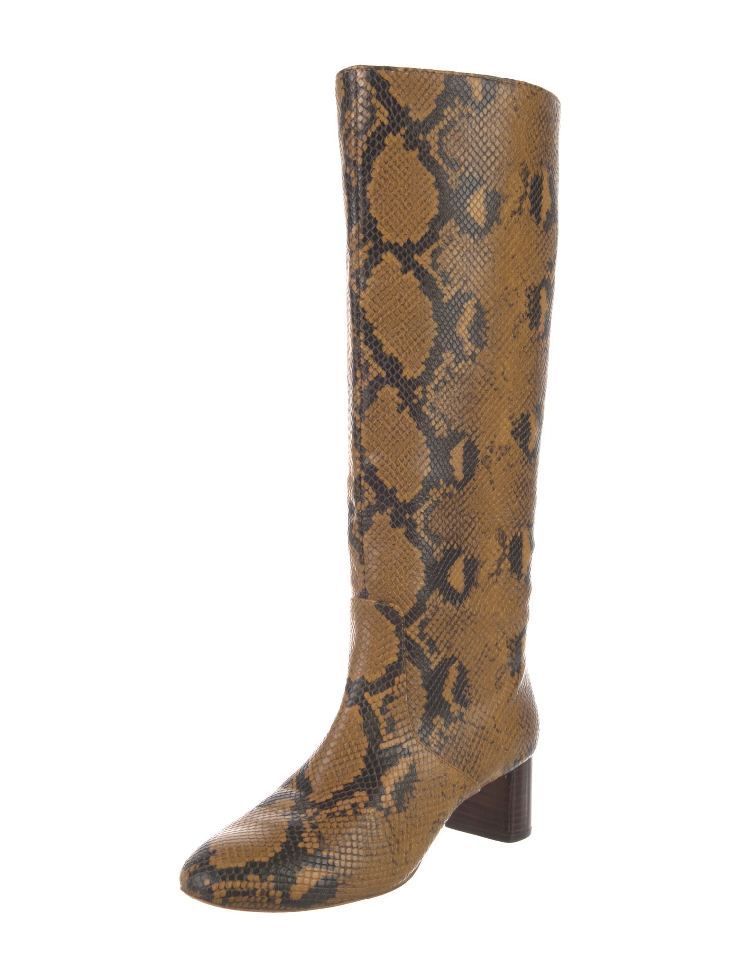 Loeffler Randall Leather Animal Print Riding Boots
