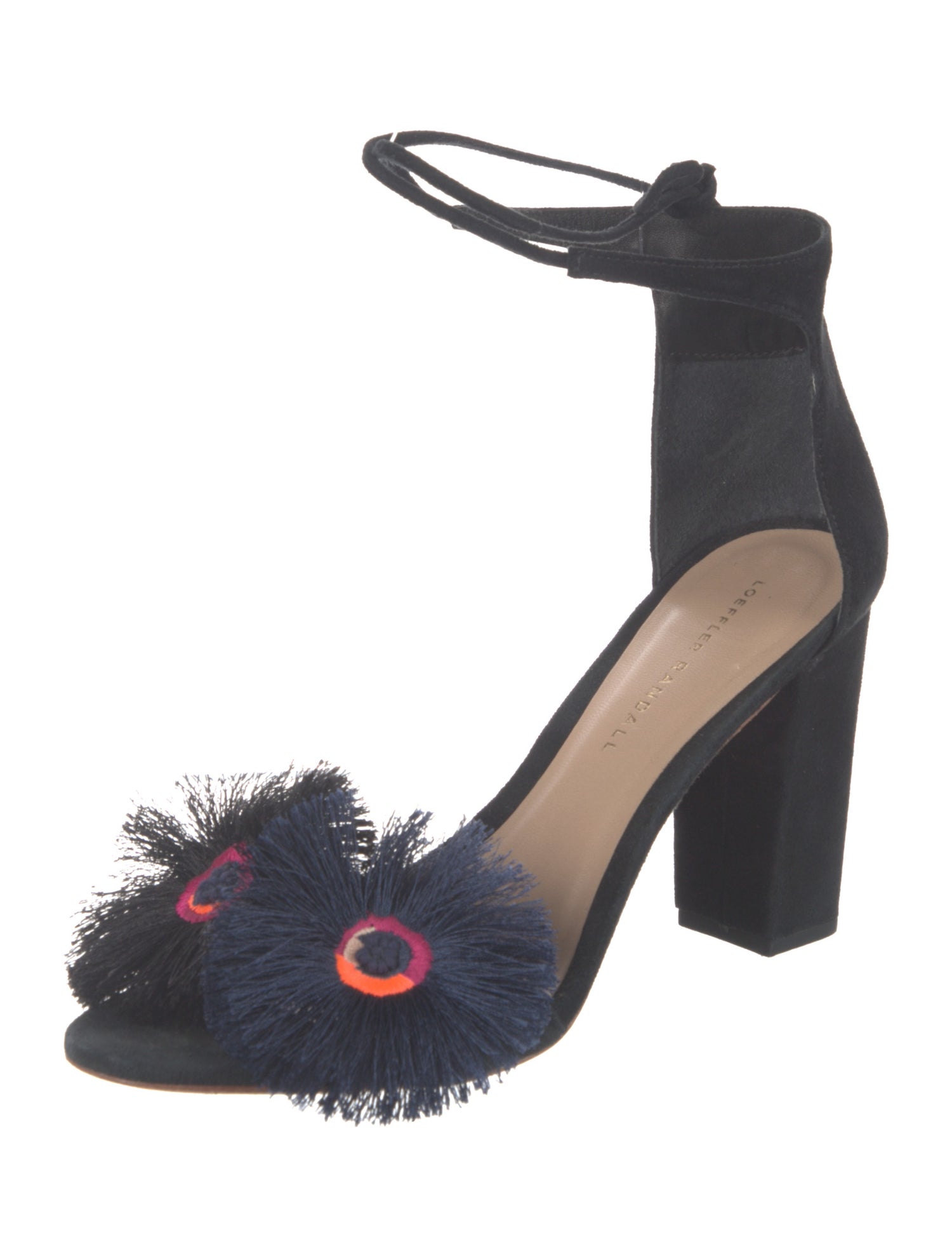 Loeffler Randall Suede Fringe Trim Accent Sandals