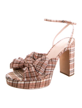 Loeffler Randall Plaid Print Pleated Accents Sandals