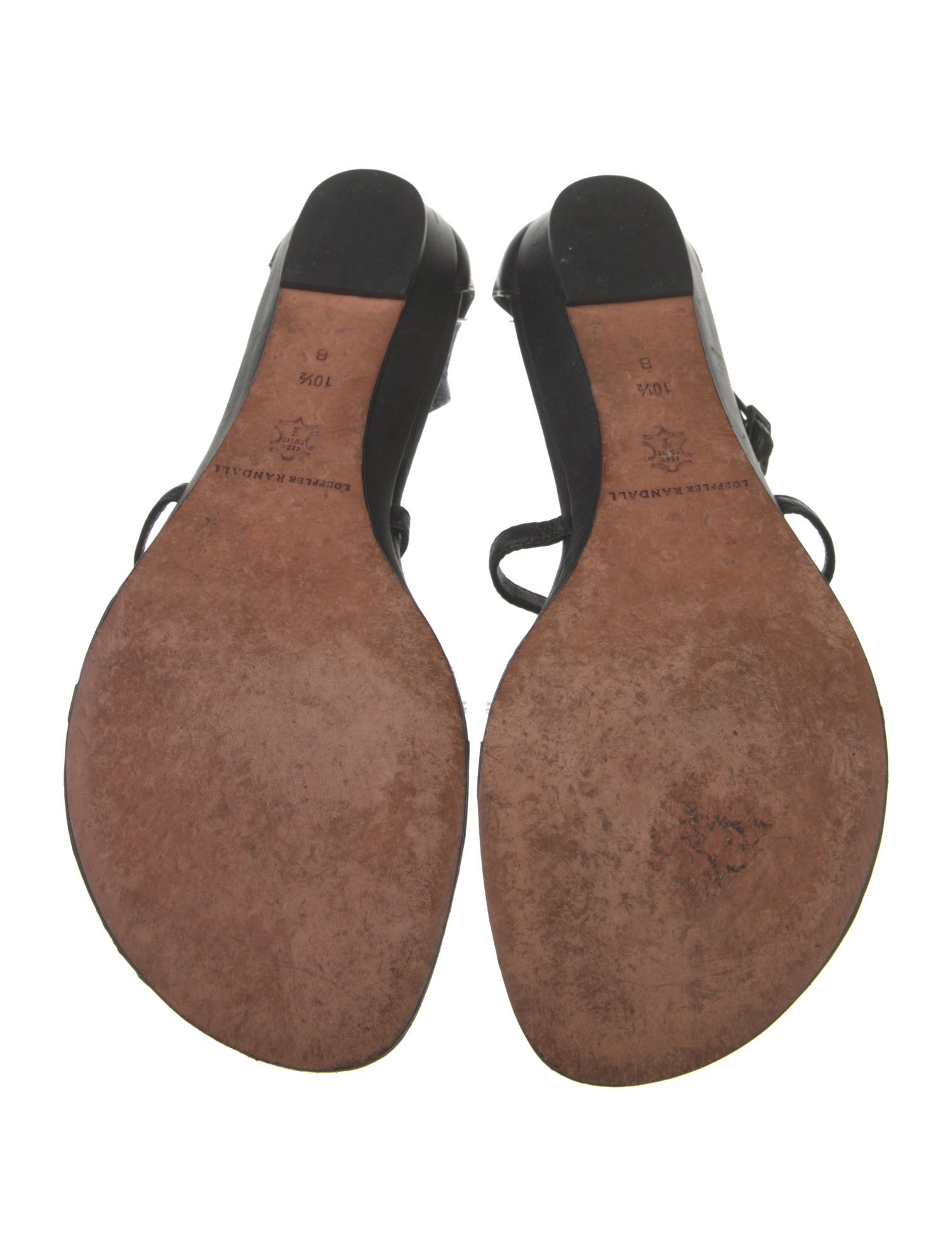 Loeffler Randall Leather Ruffle Embellishment T-Strap Sandals