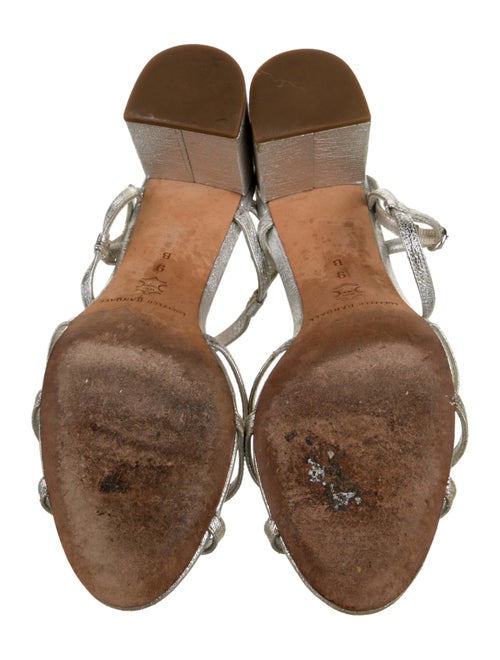 Loeffler Randall Leather Animal Print T-Strap Sandals