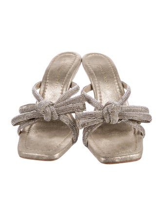 Loeffler Randall Leather Bow Accents Slides