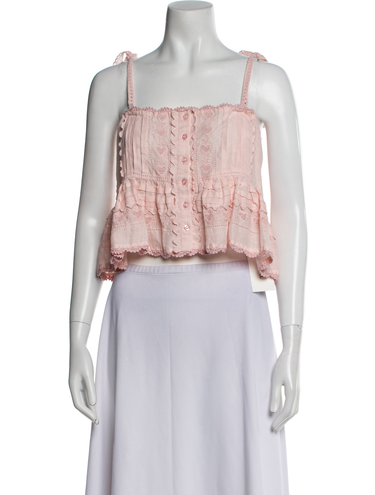 Loeffler Randall Lace Pattern Square Neckline Crop Top