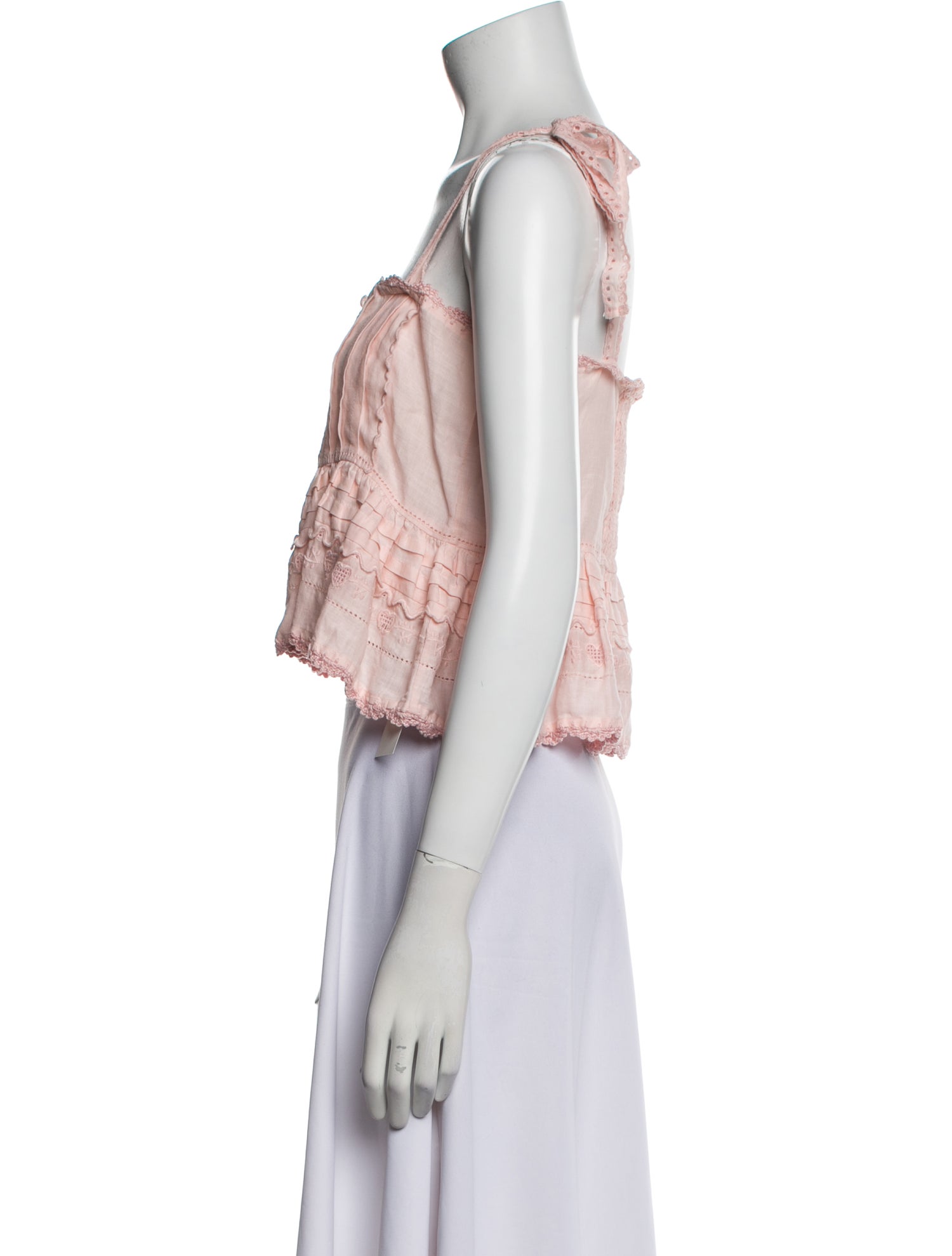 Loeffler Randall Lace Pattern Square Neckline Crop Top