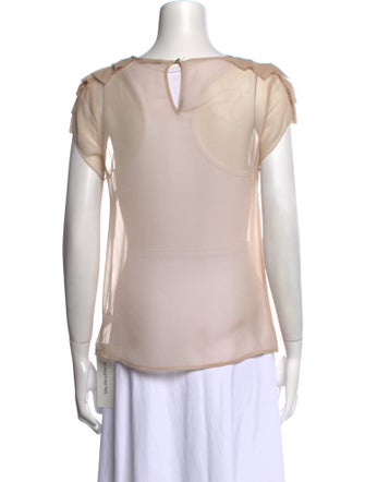 Loeffler Randall Silk Bateau Neckline Blouse