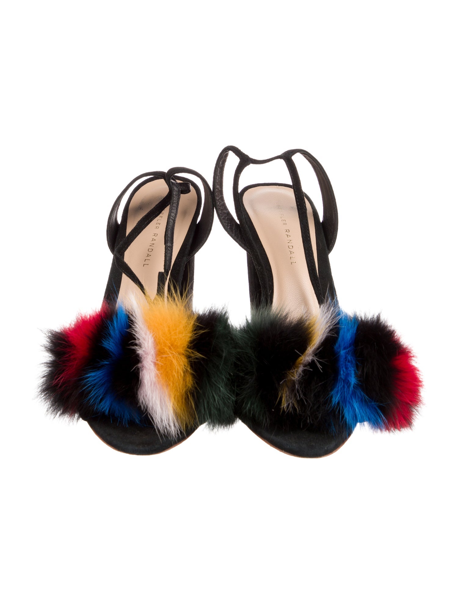 Loeffler Randall Suede Fur Trim Sandals