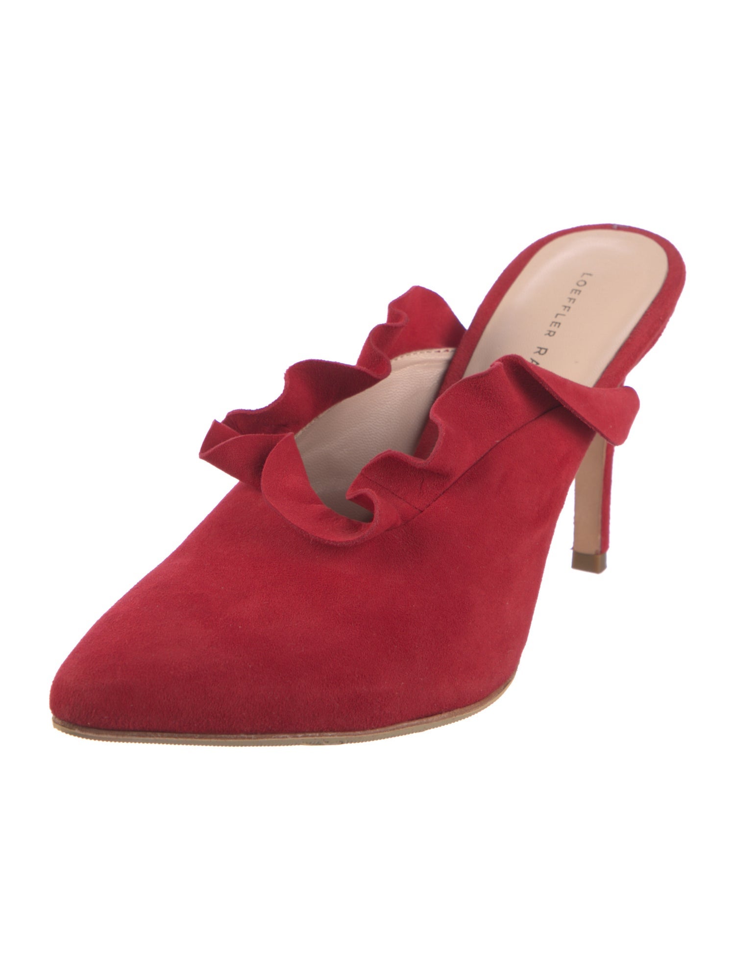 Loeffler Randall Suede Ruffle Embellishment Mules