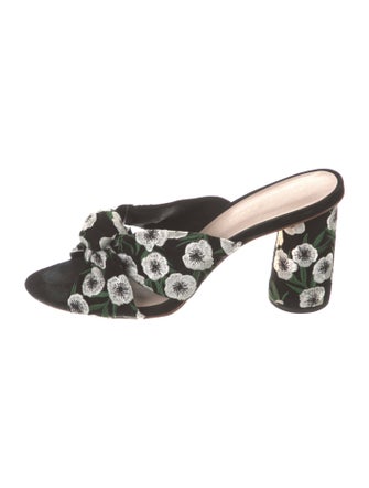 Loeffler Randall Floral Print Embroidered Accent Slides