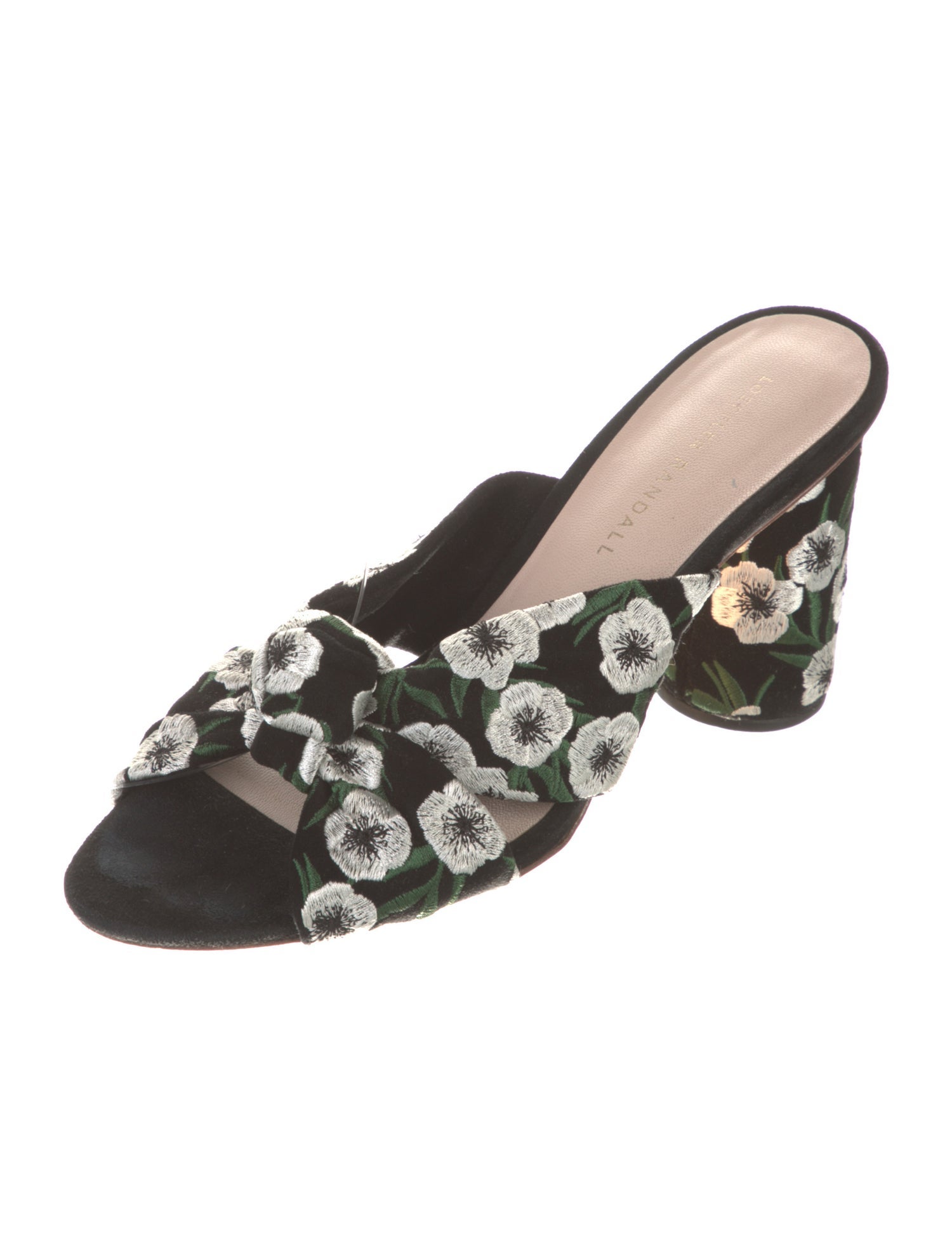 Loeffler Randall Floral Print Embroidered Accent Slides