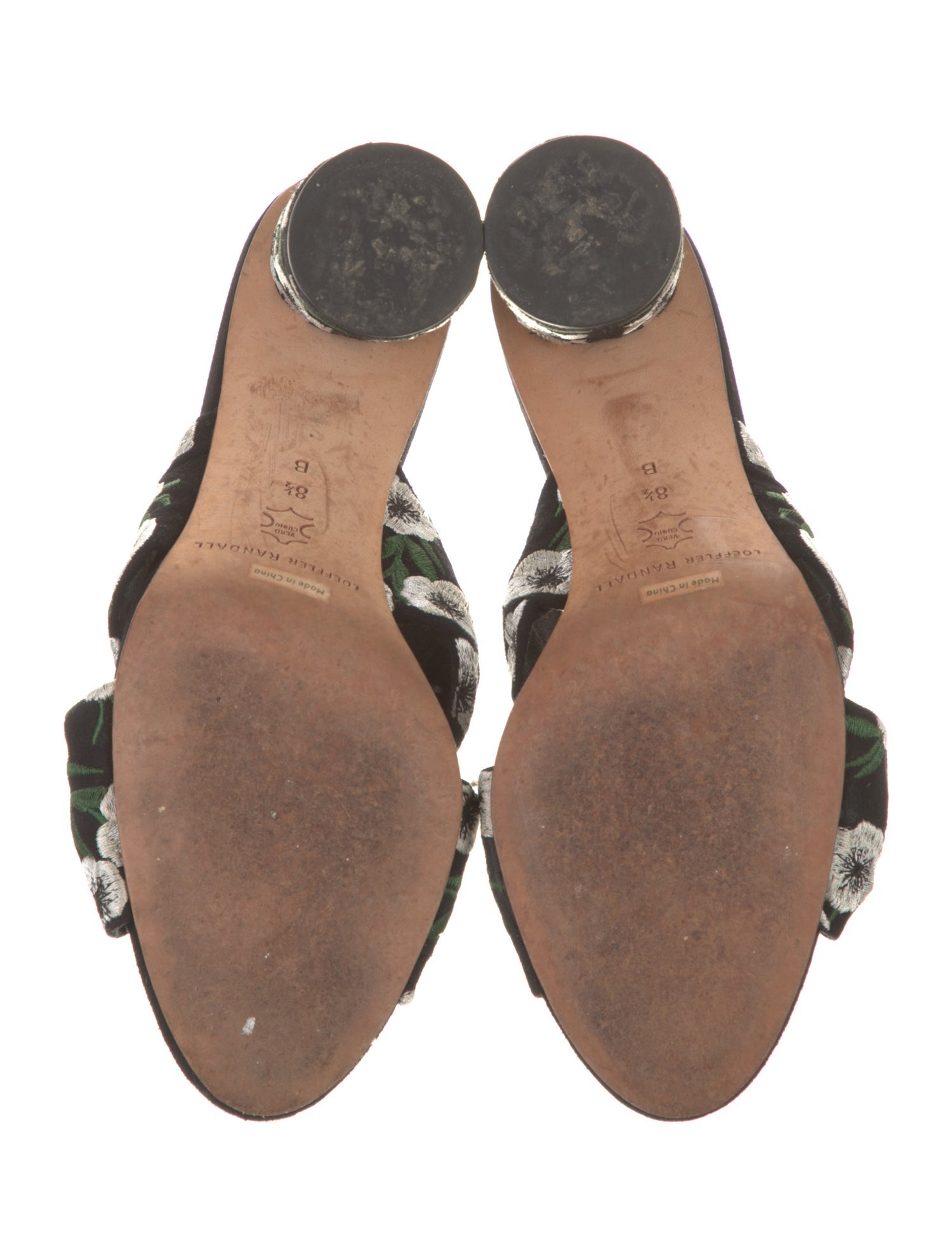 Loeffler Randall Floral Print Embroidered Accent Slides