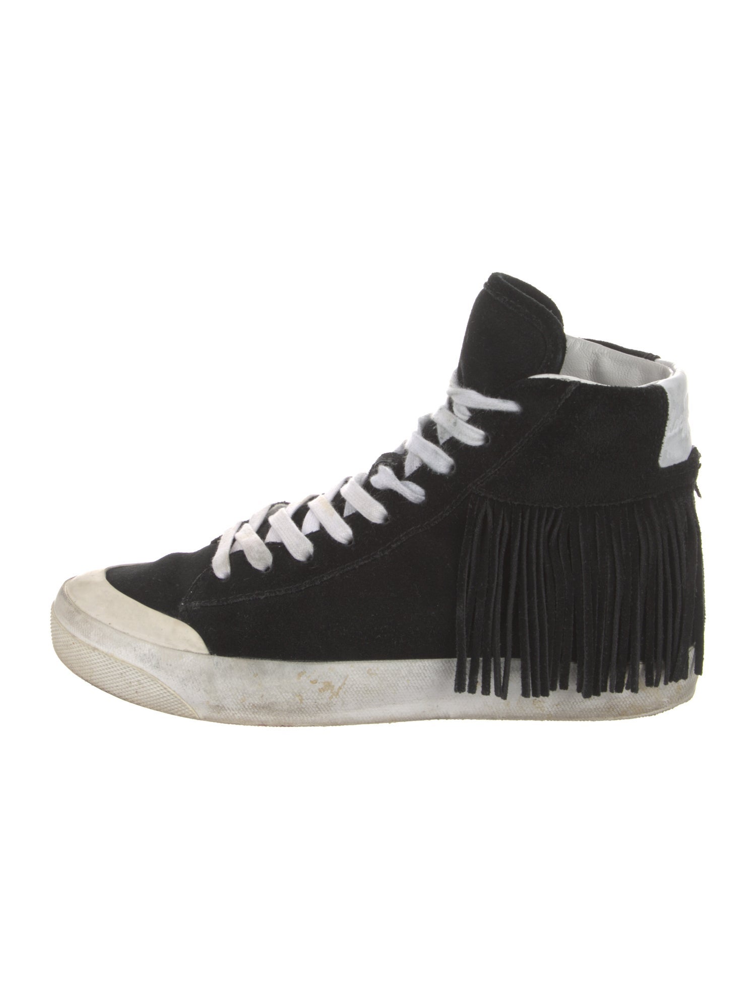 Loeffler Randall Suede Fringe Trim Accent Wedge Sneakers