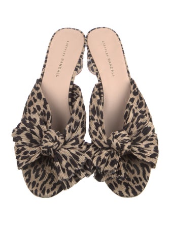 Loeffler Randall Animal Print Pleated Accents Slides