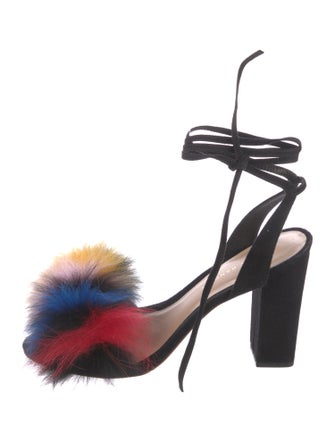 Loeffler Randall Suede Pom-Pom Embellishments Sandals
