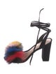 Loeffler Randall Suede Pom-Pom Embellishments Sandals