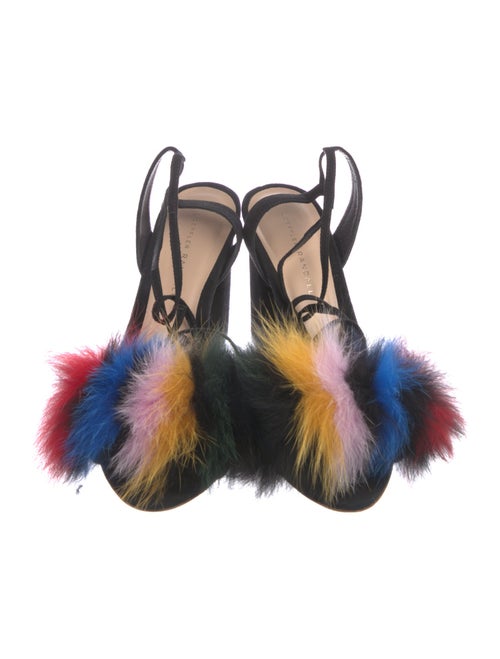 Loeffler Randall Suede Pom-Pom Embellishments Sandals
