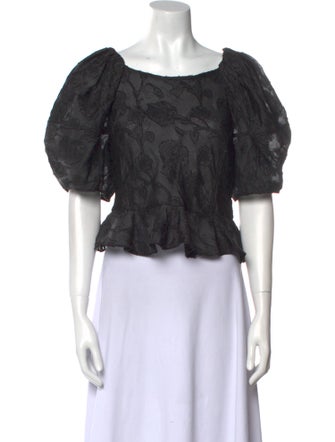 Loeffler Randall Floral Print Square Neckline Crop Top