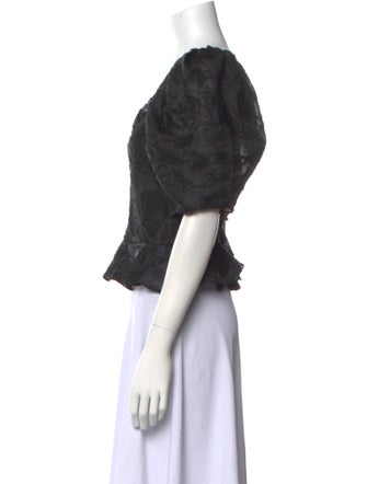 Loeffler Randall Floral Print Square Neckline Crop Top