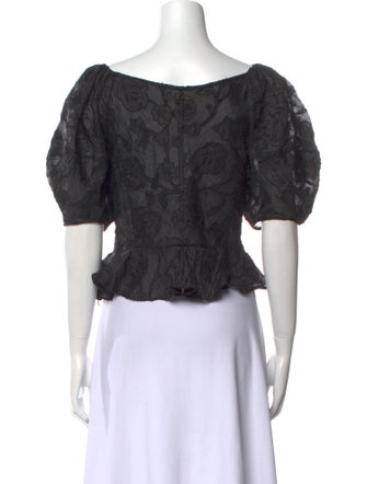 Loeffler Randall Floral Print Square Neckline Crop Top