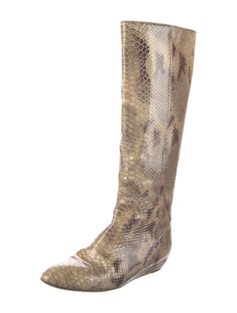 Loeffler Randall Patent Leather Animal Print Boots