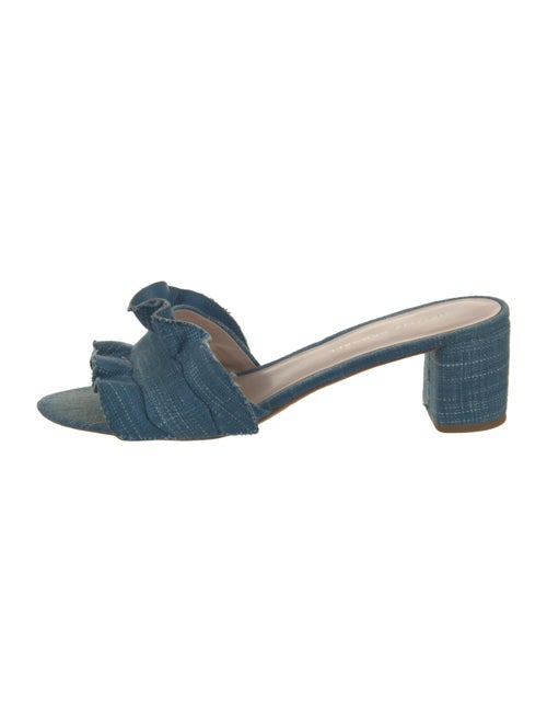 Loeffler Randall Denim Ruffle Embellishment Slides