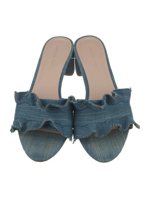 Loeffler Randall Denim Ruffle Embellishment Slides