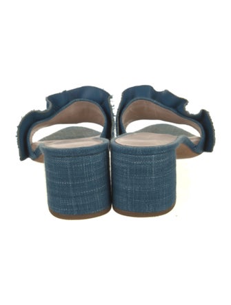 Loeffler Randall Denim Ruffle Embellishment Slides